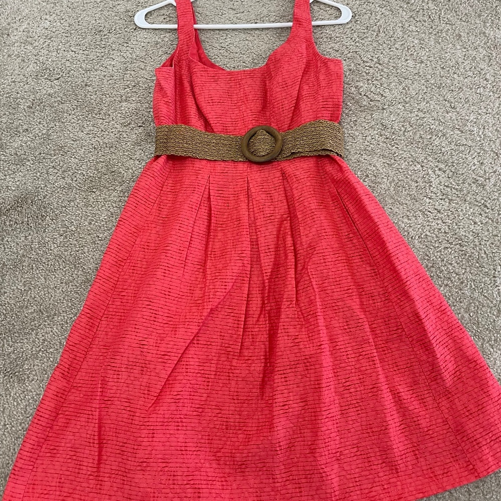 Red Orange Nine West Fit and Flare Dress